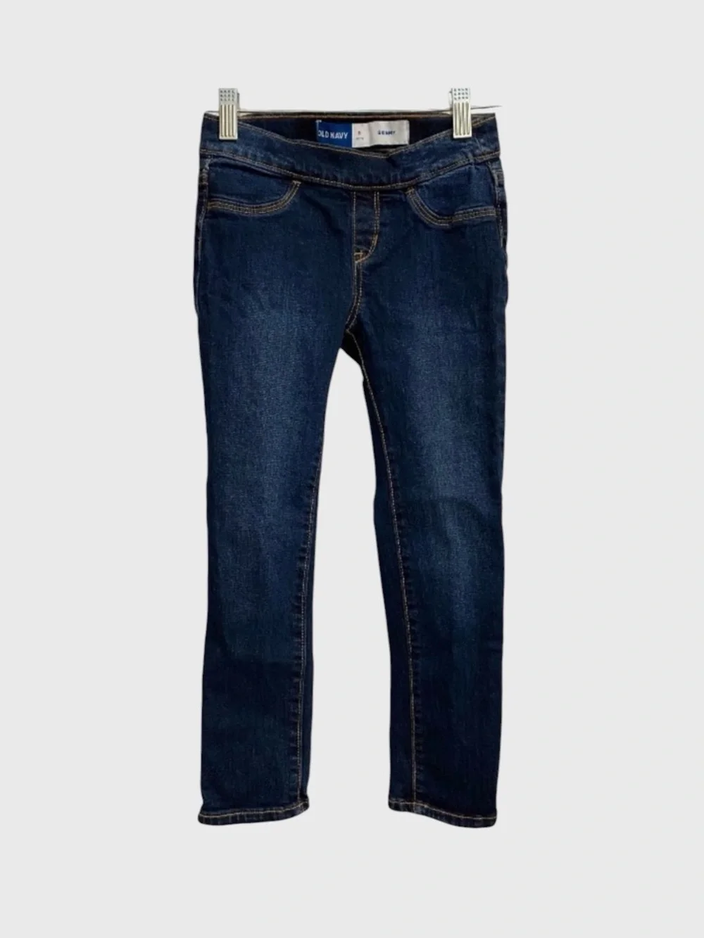 Old Navy Kids Pull-On Skinny Jeans Size S (6-7) Adjustable Waist Dark Wash Denim